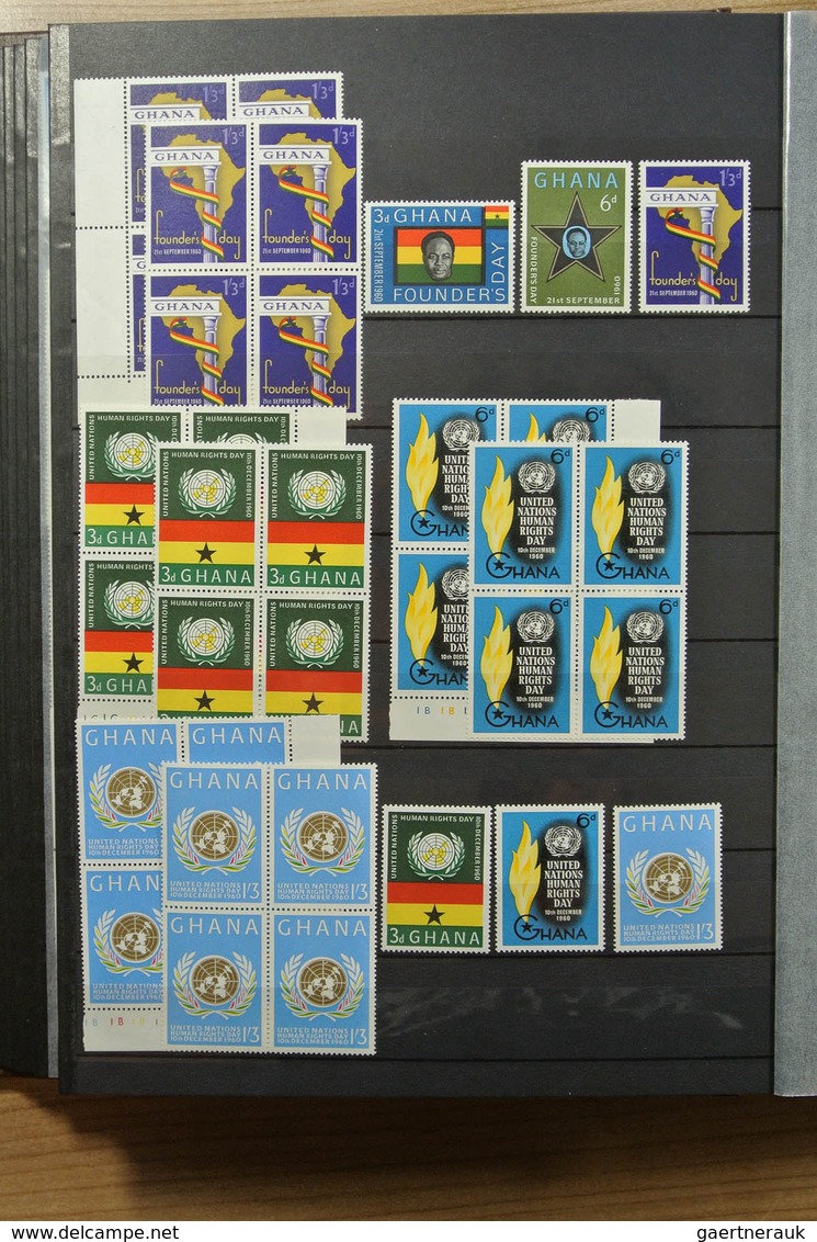 22631 Ghana: 1957-1983. Fantastic, only MNH stock Ghana 1957-1983, perforated and imperfoarted, many in bl