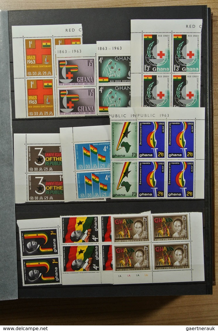 22631 Ghana: 1957-1983. Fantastic, only MNH stock Ghana 1957-1983, perforated and imperfoarted, many in bl