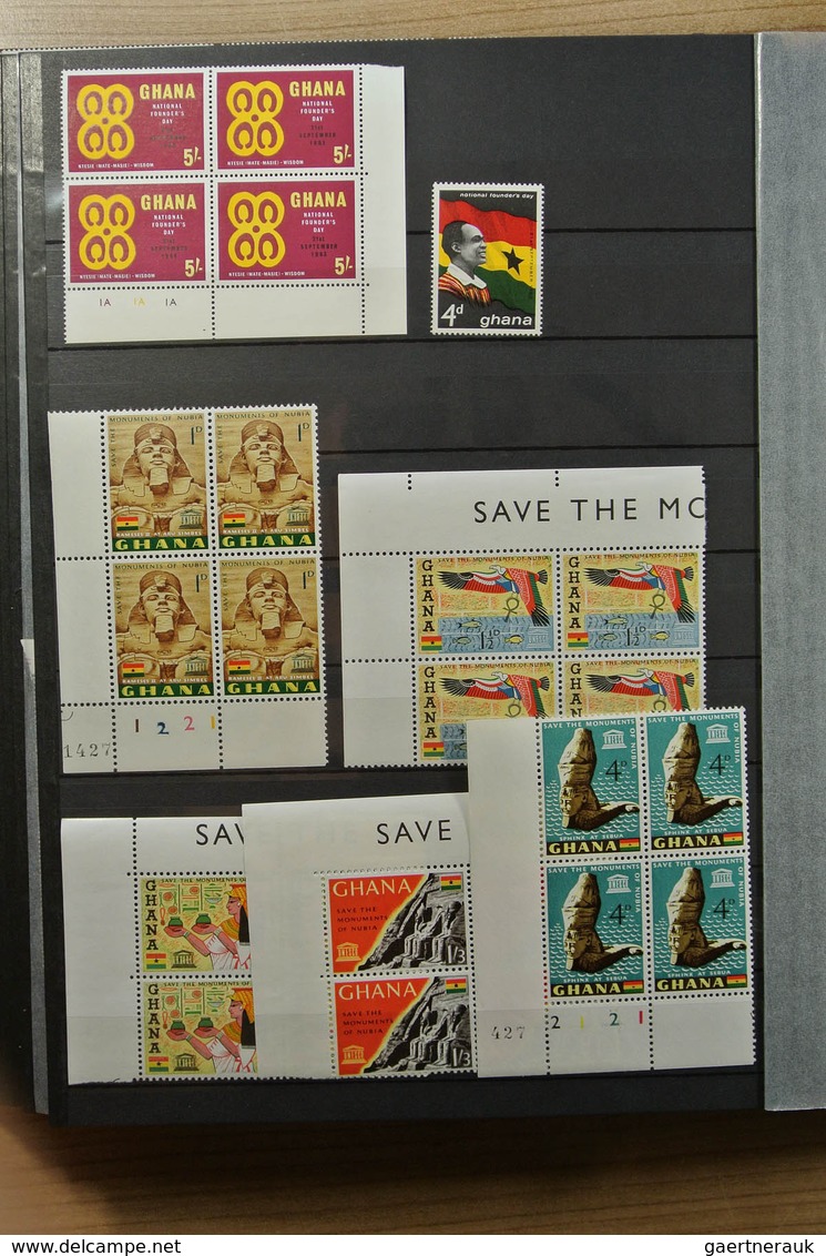 22631 Ghana: 1957-1983. Fantastic, only MNH stock Ghana 1957-1983, perforated and imperfoarted, many in bl