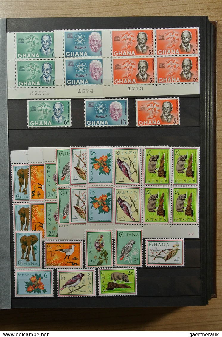 22631 Ghana: 1957-1983. Fantastic, only MNH stock Ghana 1957-1983, perforated and imperfoarted, many in bl