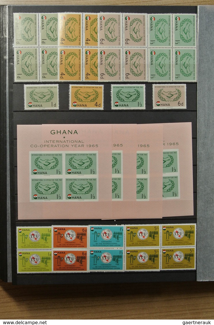 22631 Ghana: 1957-1983. Fantastic, only MNH stock Ghana 1957-1983, perforated and imperfoarted, many in bl