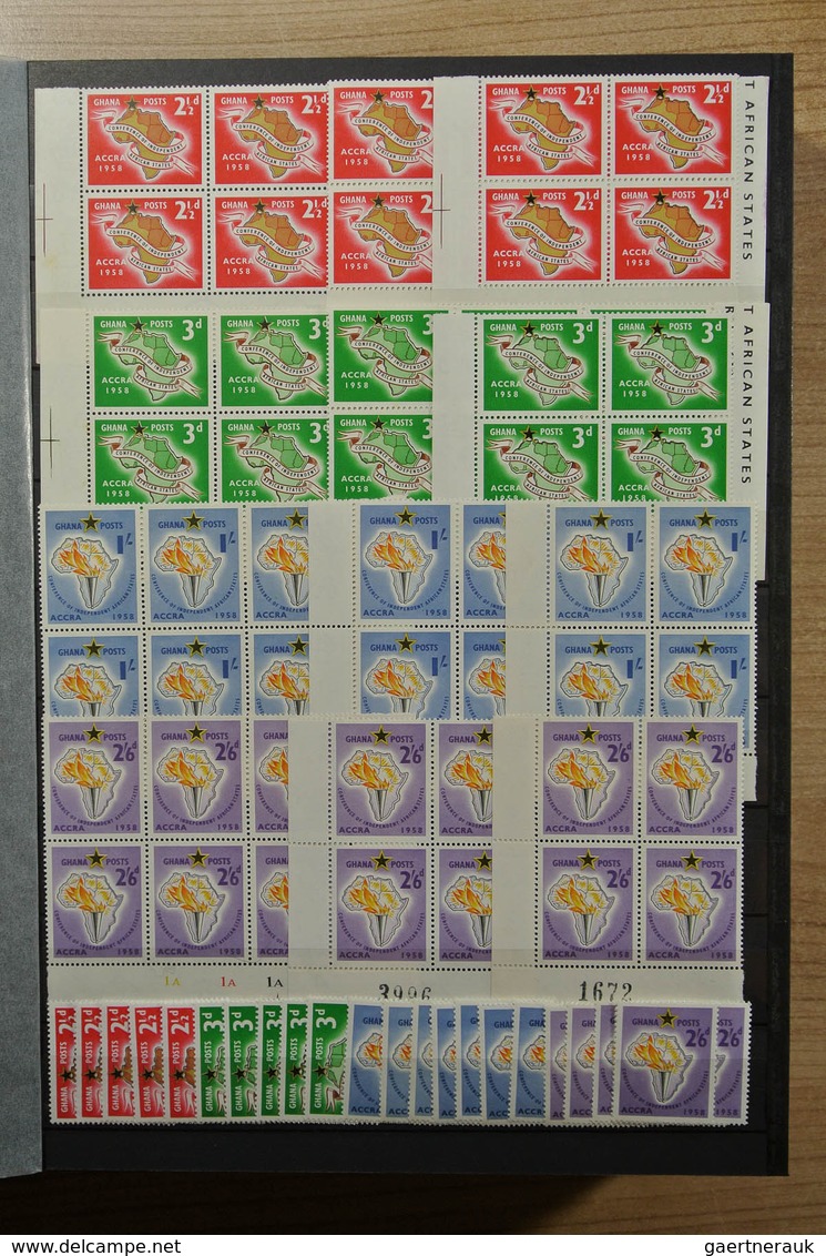 22631 Ghana: 1957-1983. Fantastic, only MNH stock Ghana 1957-1983, perforated and imperfoarted, many in bl