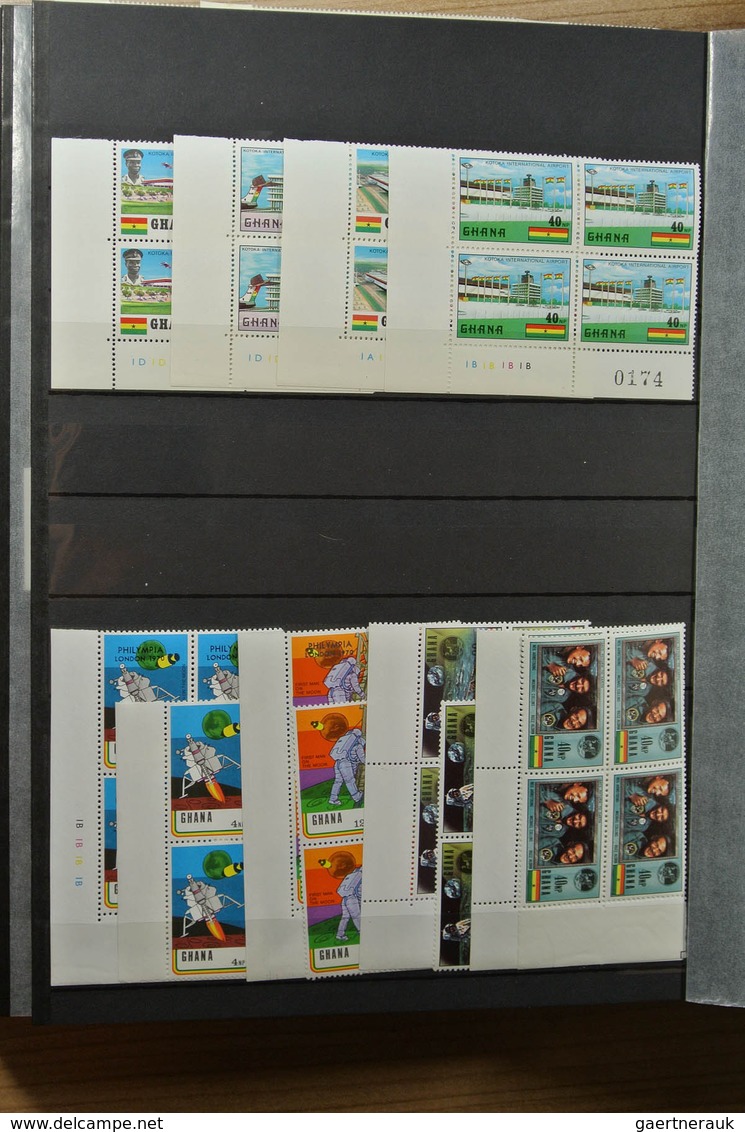 22631 Ghana: 1957-1983. Fantastic, only MNH stock Ghana 1957-1983, perforated and imperfoarted, many in bl