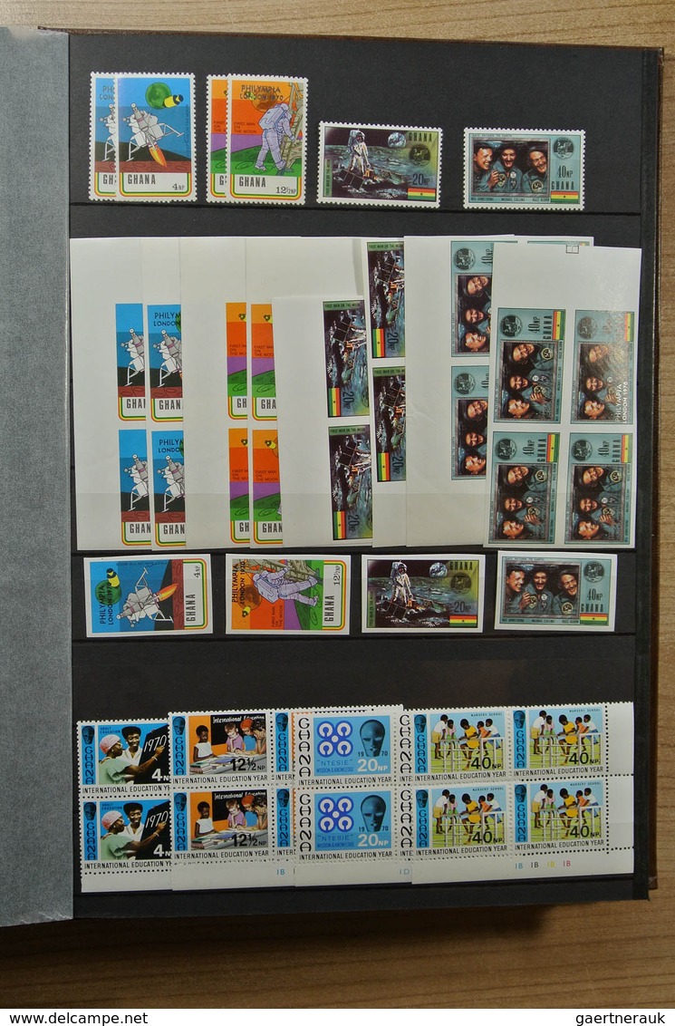 22631 Ghana: 1957-1983. Fantastic, only MNH stock Ghana 1957-1983, perforated and imperfoarted, many in bl