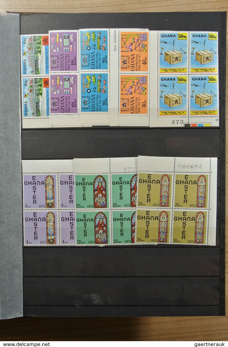 22631 Ghana: 1957-1983. Fantastic, only MNH stock Ghana 1957-1983, perforated and imperfoarted, many in bl