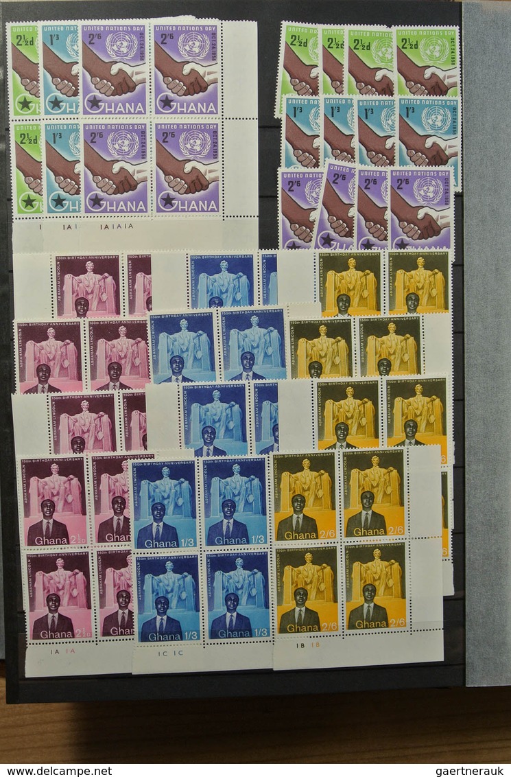 22631 Ghana: 1957-1983. Fantastic, only MNH stock Ghana 1957-1983, perforated and imperfoarted, many in bl