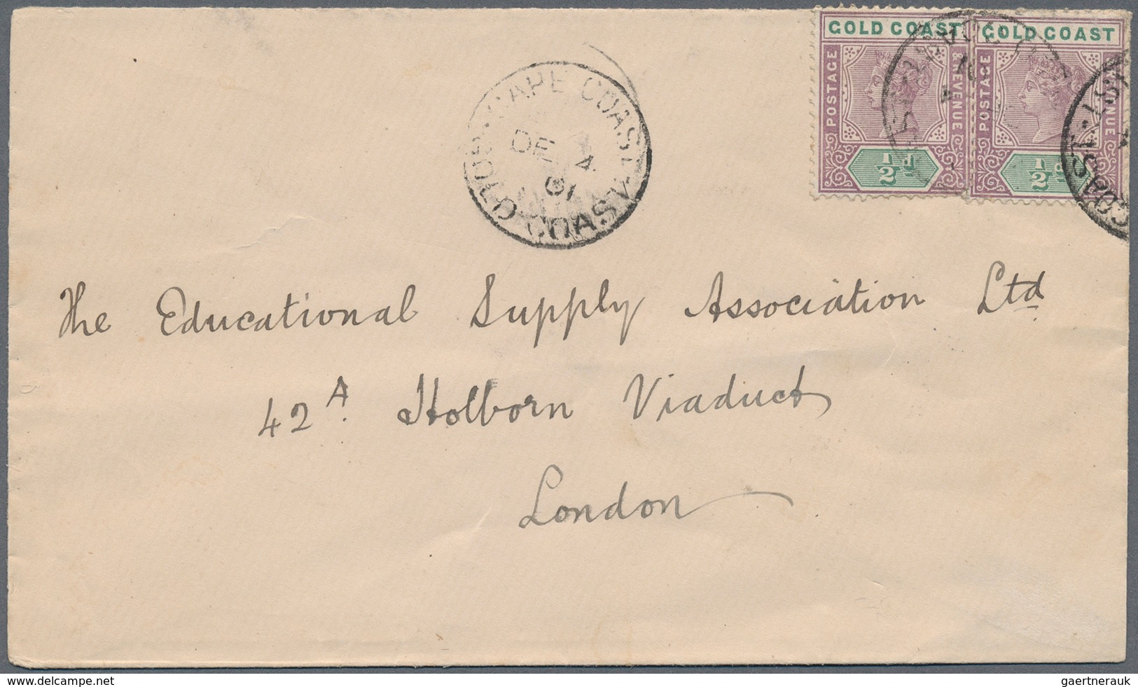 22633 Goldküste: 1894/1952: 36 interesting envelopes, picture postcards and postal stationeries including