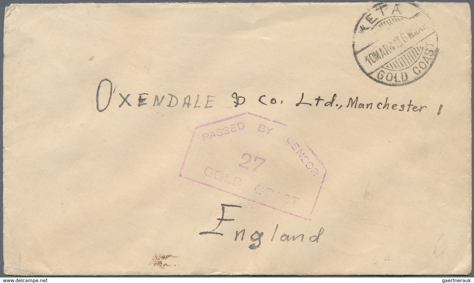 22633 Goldküste: 1894/1952: 36 interesting envelopes, picture postcards and postal stationeries including