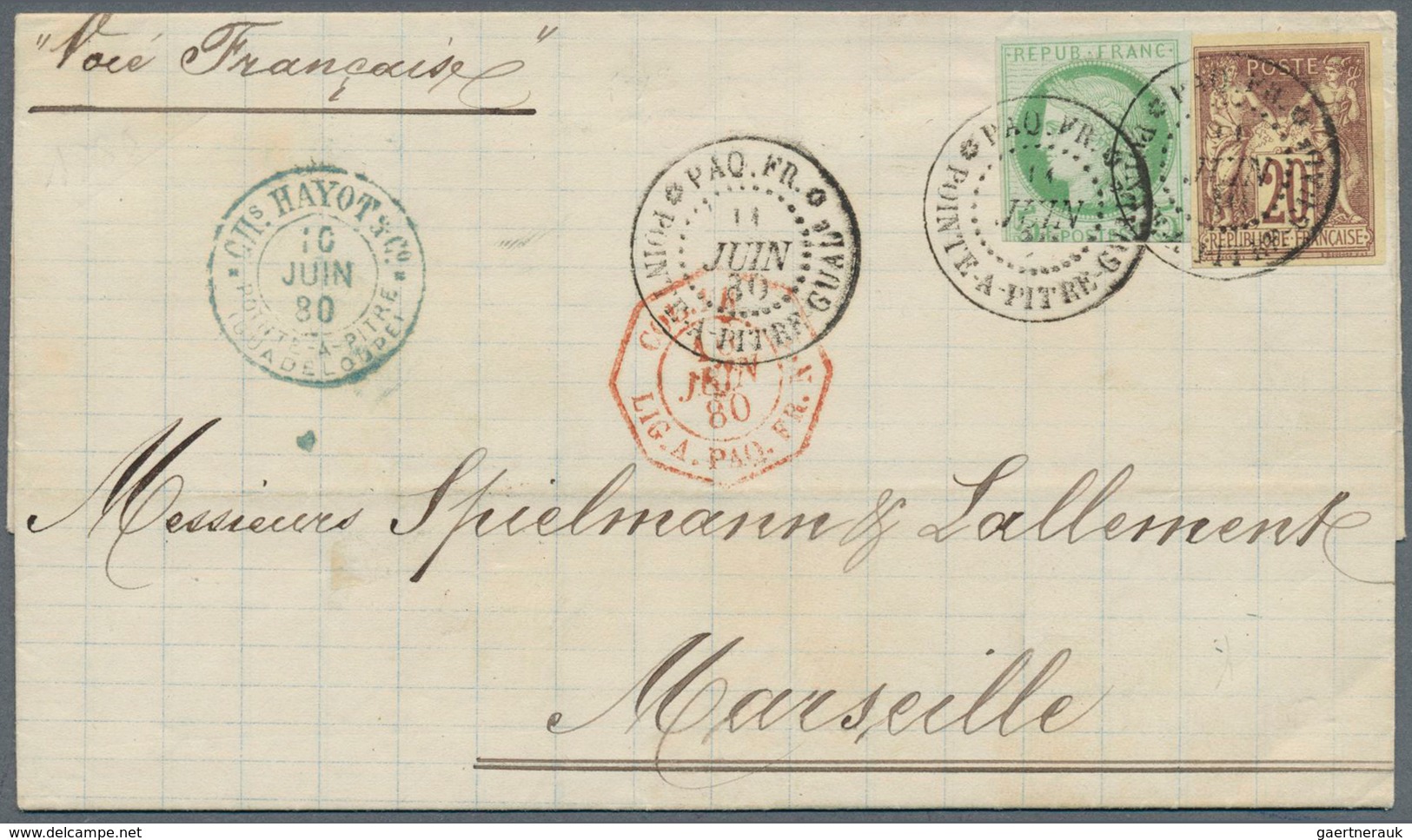 22638 Guadeloupe: 1837/1913, collection of apprx. 90 entires from a nice selection of pre-philatelic/stamp