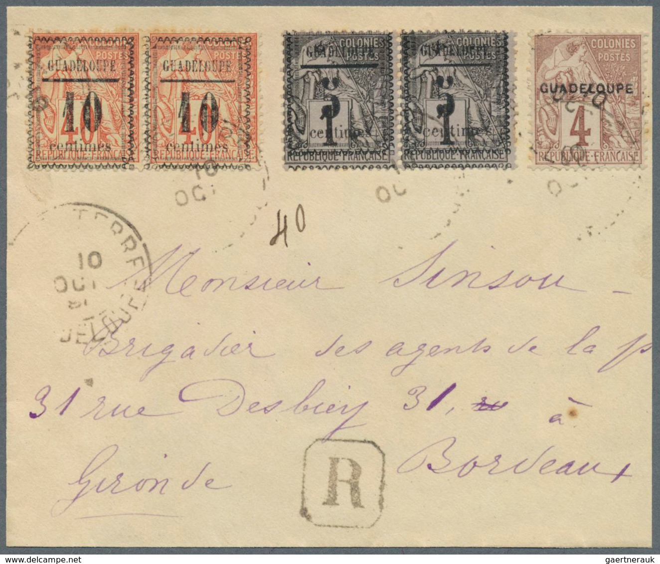 22638 Guadeloupe: 1837/1913, collection of apprx. 90 entires from a nice selection of pre-philatelic/stamp
