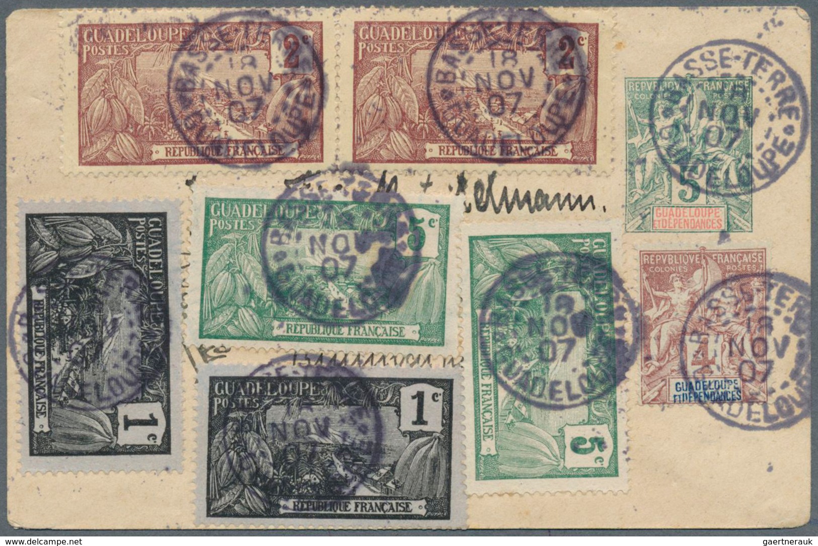 22638 Guadeloupe: 1837/1913, collection of apprx. 90 entires from a nice selection of pre-philatelic/stamp