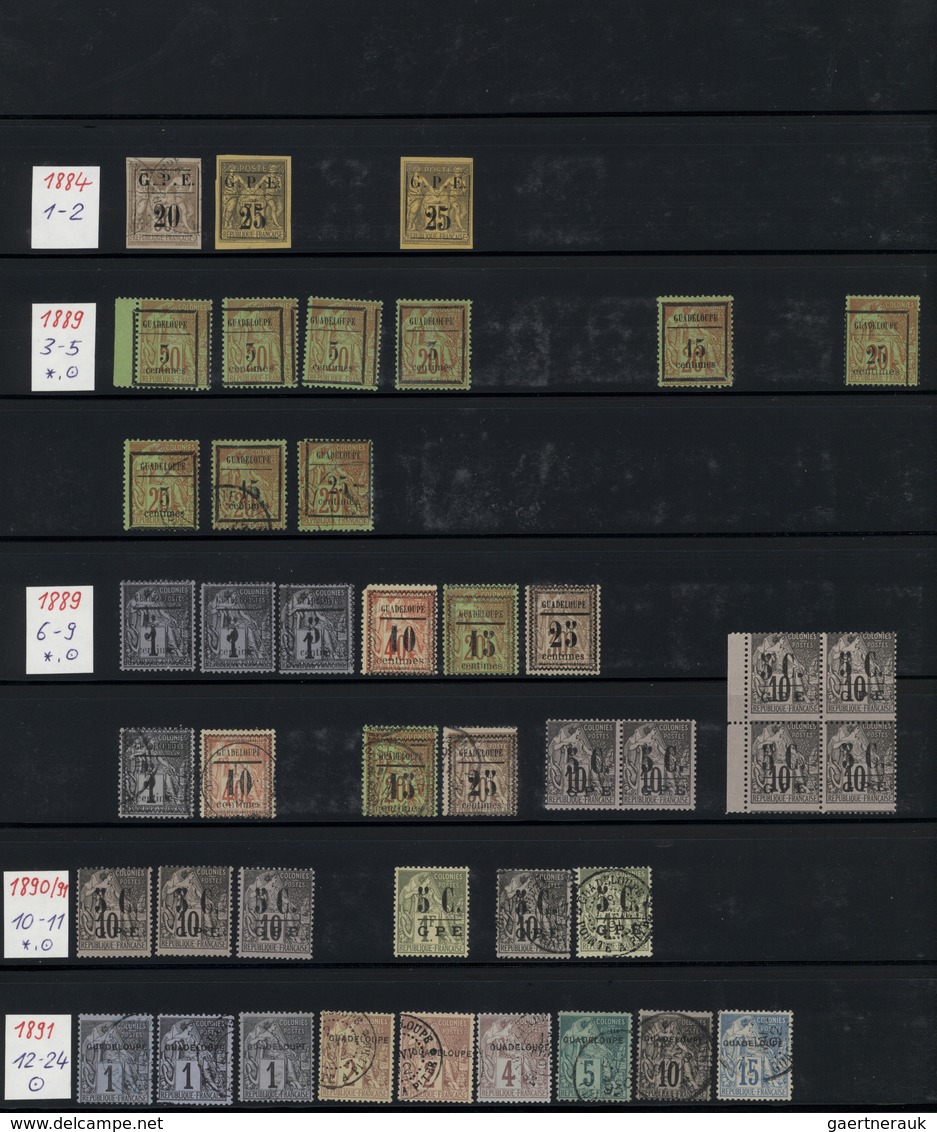 22639 Guadeloupe: 1865/1912, Used And Mint Collection Of Apprx. 150 Stamps On Stockpages From A Nice Secti - Storia Postale