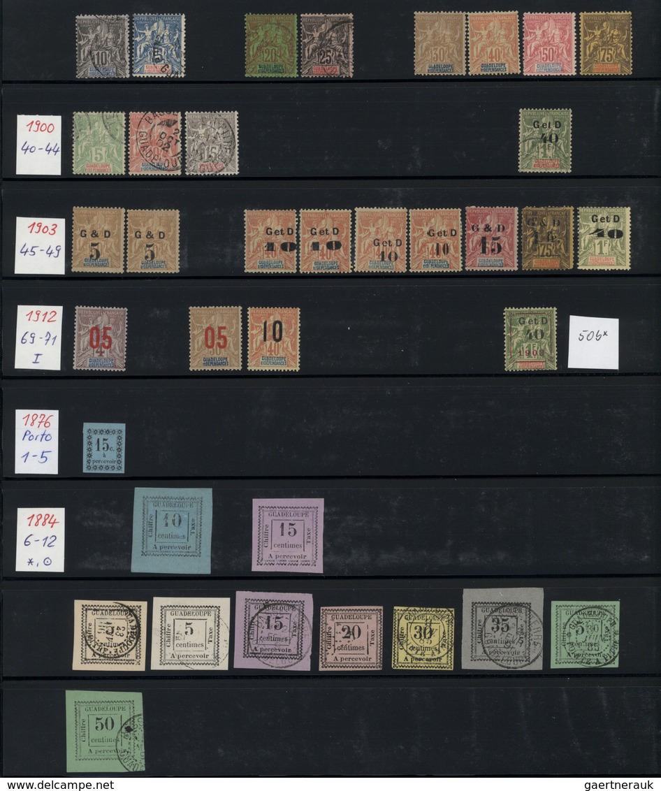22639 Guadeloupe: 1865/1912, Used And Mint Collection Of Apprx. 150 Stamps On Stockpages From A Nice Secti - Storia Postale