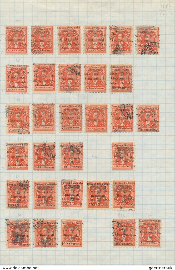 22640 Guatemala: 1871/1990 (ca.), Used And Mint Collection/accumulation On Leaves/in Stockbook, Main Value - Guatemala