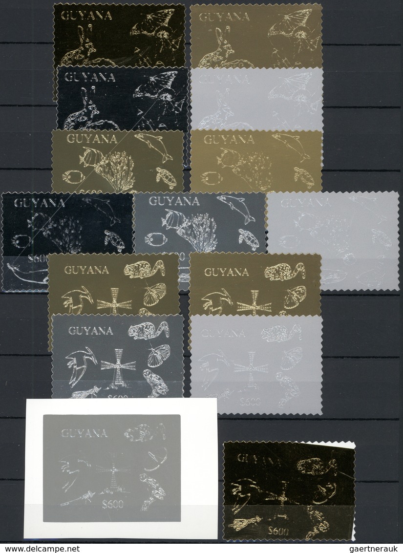 22652 Guyana: 1992/1994, Important And Very Specialised Collection In Two Albums With Different GOLD And S - Guyane (1966-...)