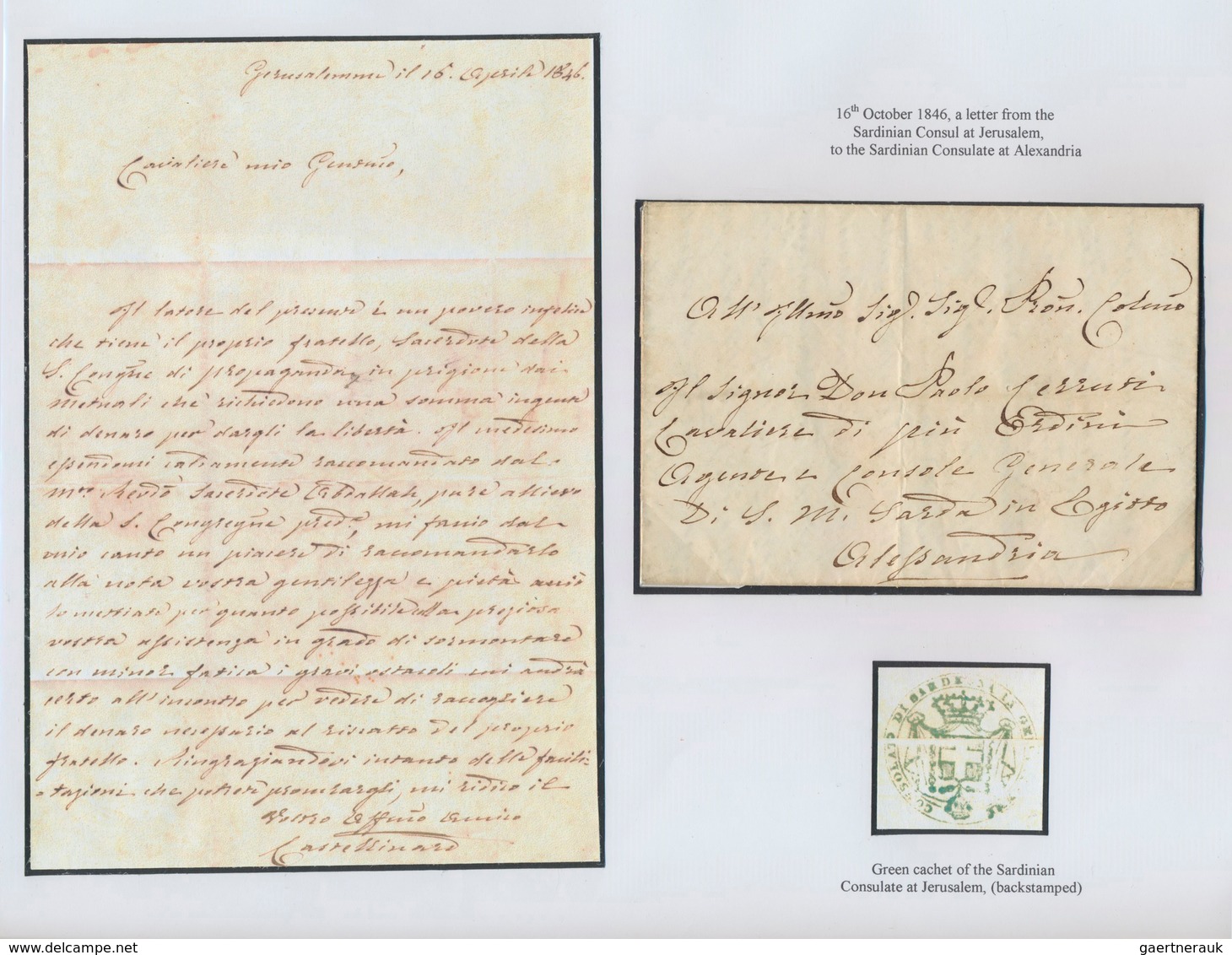 22658 Holyland: 1846-73, Four Covers From And One To Jerusalem, Written From Sardinian Or British Consulat - Palestine