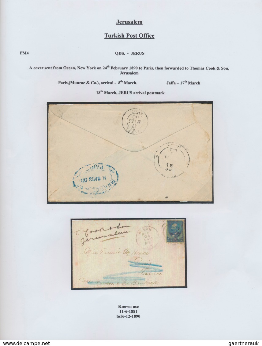 22662 Holyland: 1900-1914, "TURKISH POST OFFICES IN HOLY LAND" Collection On 86 Exhibition Leaves Includin - Palästina