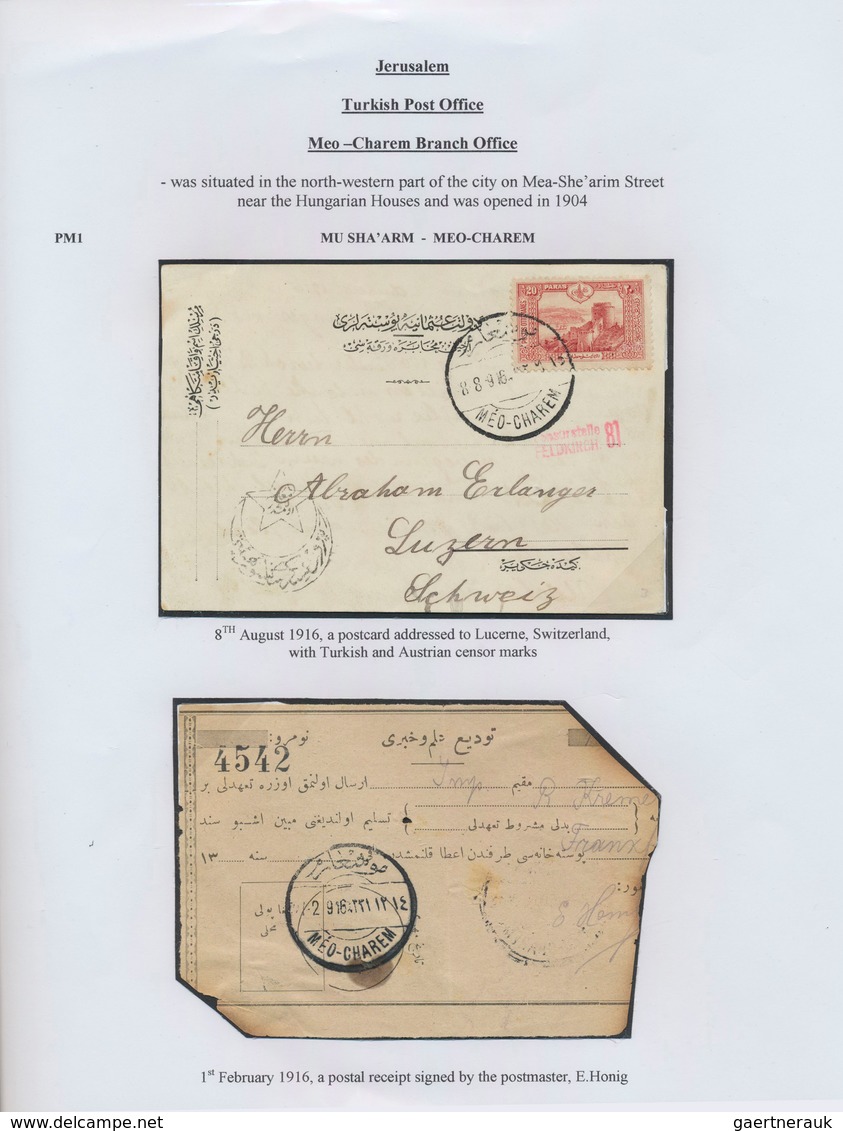 22662 Holyland: 1900-1914, "TURKISH POST OFFICES IN HOLY LAND" Collection On 86 Exhibition Leaves Includin - Palestine