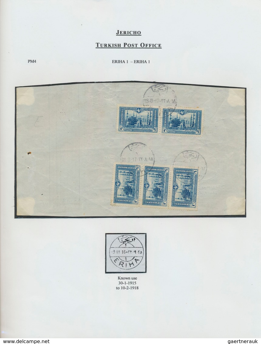 22662 Holyland: 1900-1914, "TURKISH POST OFFICES IN HOLY LAND" Collection on 86 exhibition leaves includin