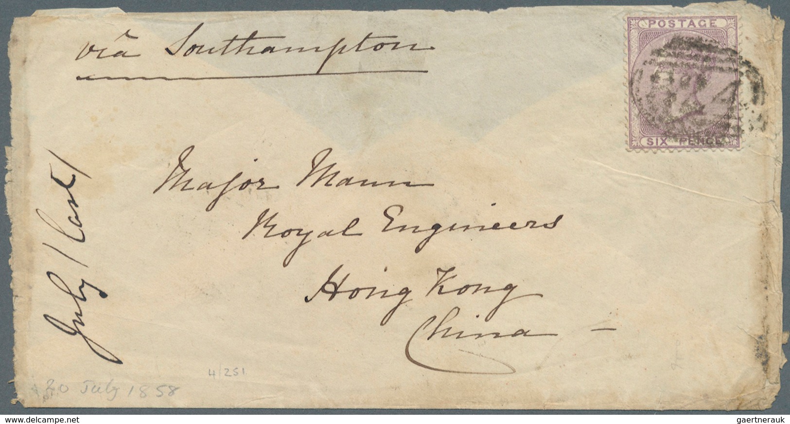 22676 Hongkong - Besonderheiten: 1858/1948: Incoming Mail, Covers/stationery/ppc (12) Inc. 1858 Soldiers L - Autres & Non Classés