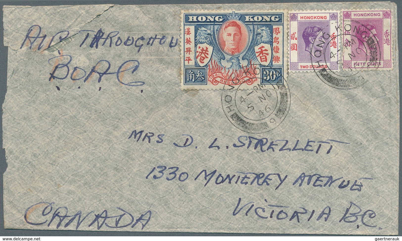 22677 Hongkong - Besonderheiten: 1938/57, the "Strellett" family correspondence between Hong Kong, Canada,