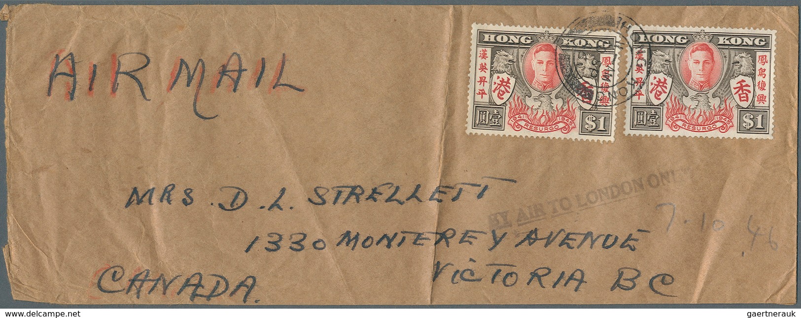 22677 Hongkong - Besonderheiten: 1938/57, the "Strellett" family correspondence between Hong Kong, Canada,