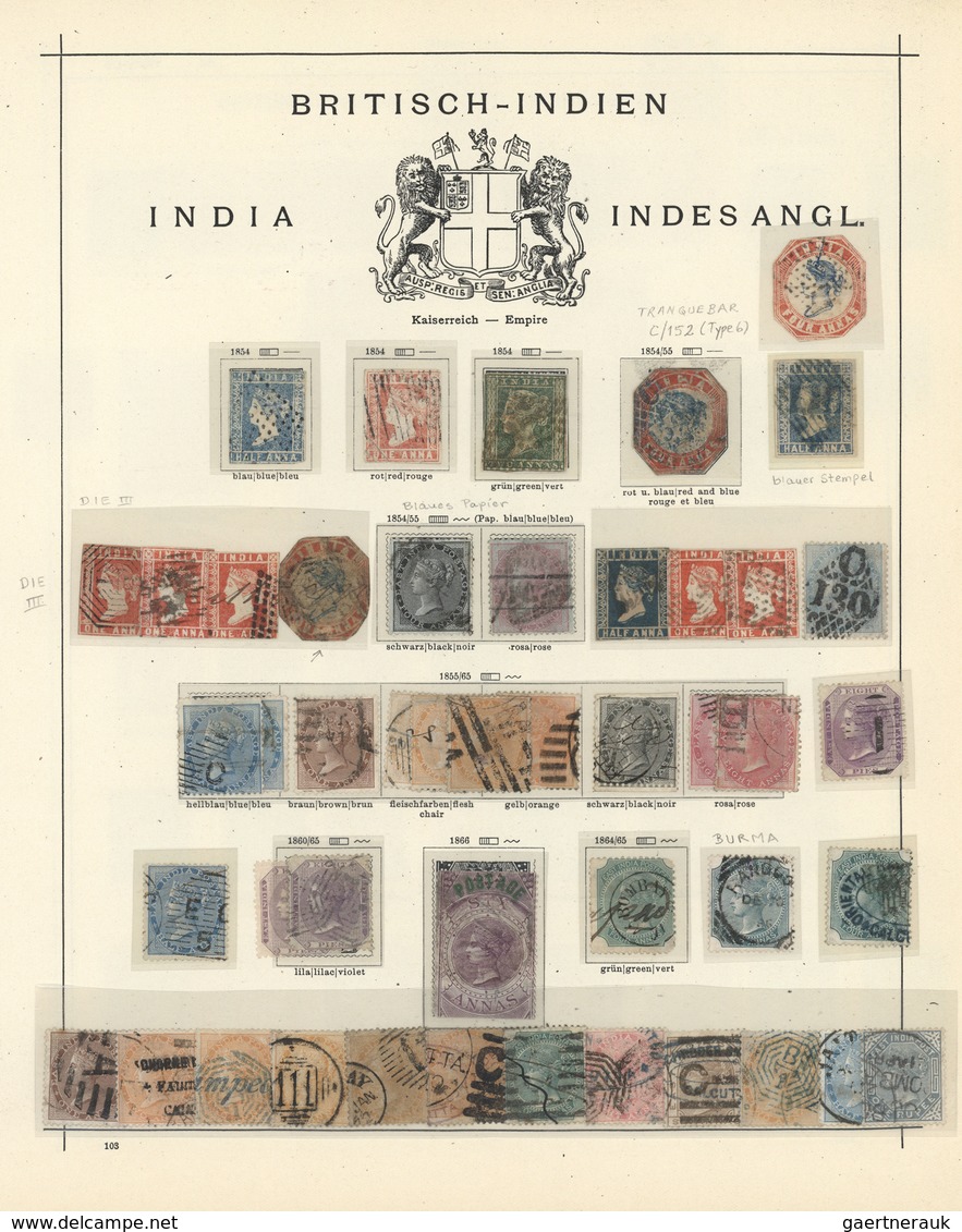 22692 Indien: 1854-1922 Ca.: Old Collection Of Mint And Used Stamps On Album Pages, With Some Lithographs - Autres & Non Classés