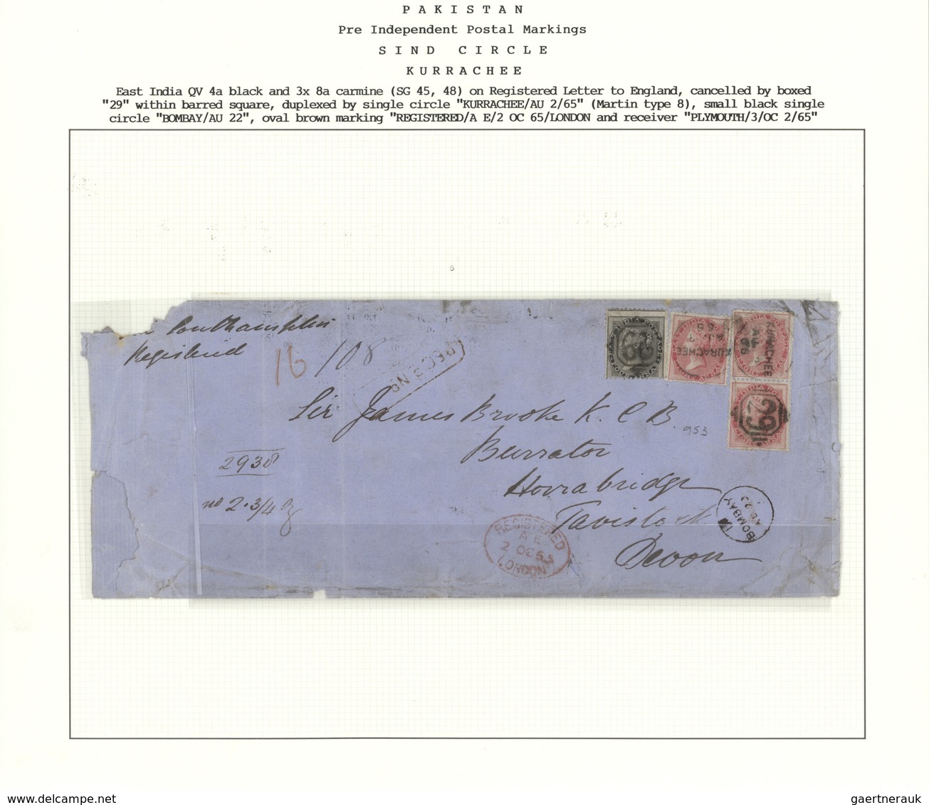 22693 Indien: 1854-1902, SIND And NORTHERN CIRCLE: Postal History Collection Of Near To 130 Queen Victoria - Autres & Non Classés