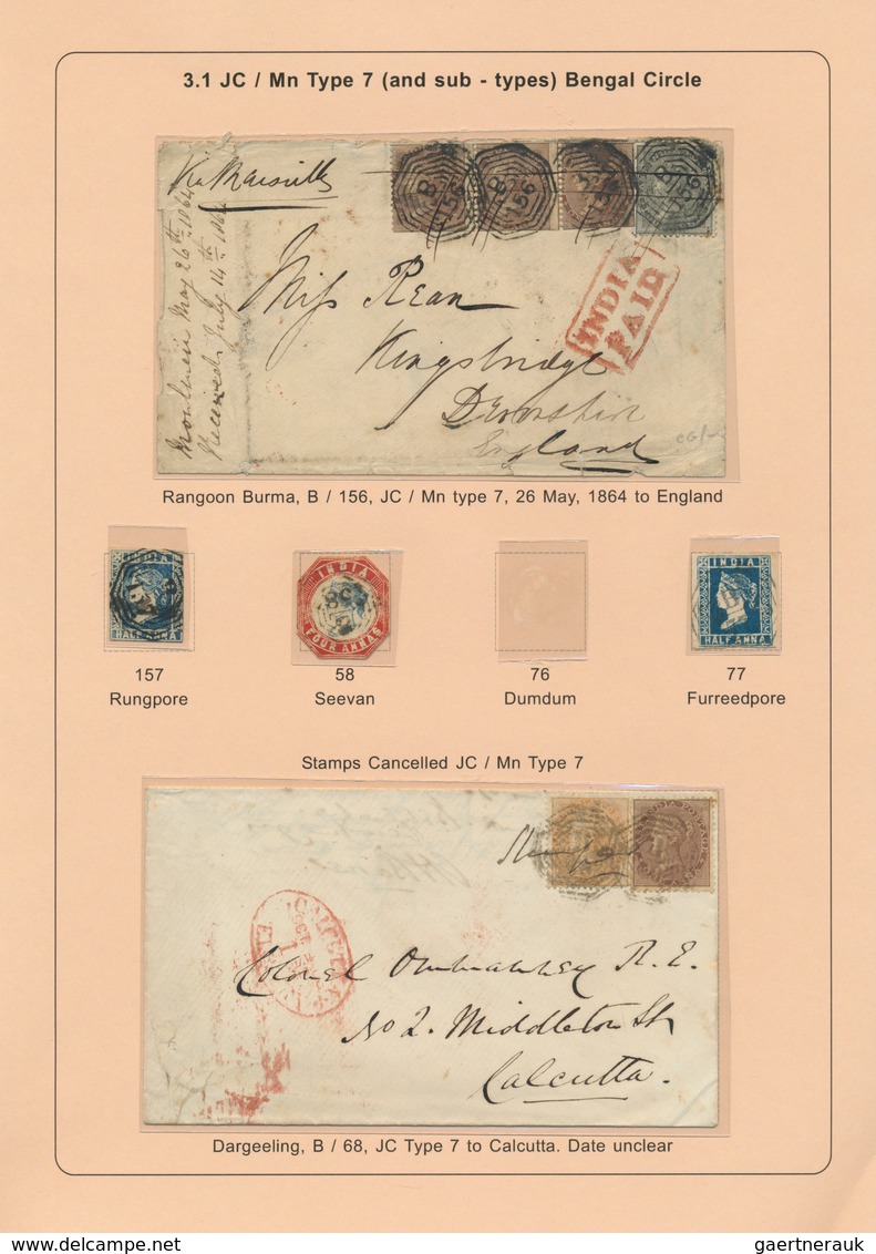 22695 Indien: 1854-1880's (ca.) - "EARLY INDIAN CANCELLATIONS": Specialized collection of about 1000 cover