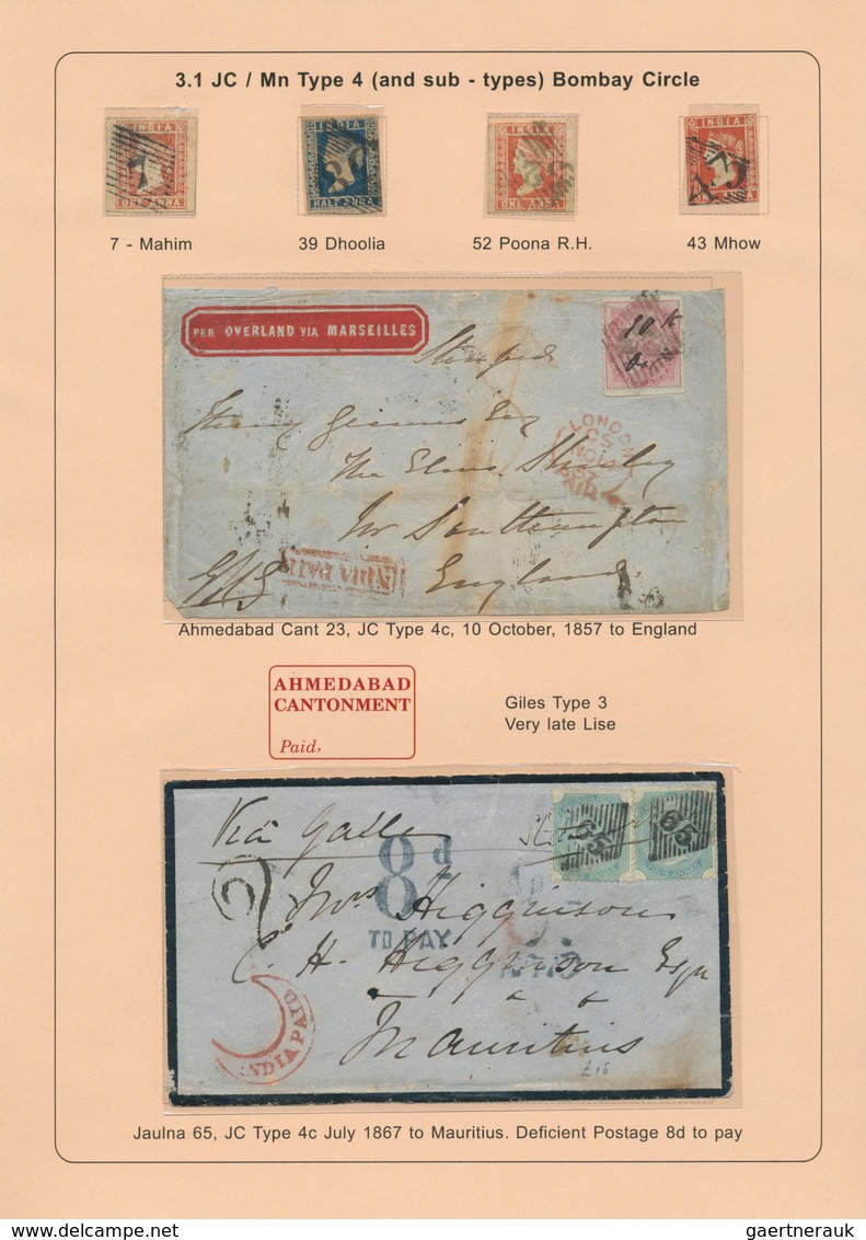 22695 Indien: 1854-1880's (ca.) - "EARLY INDIAN CANCELLATIONS": Specialized collection of about 1000 cover