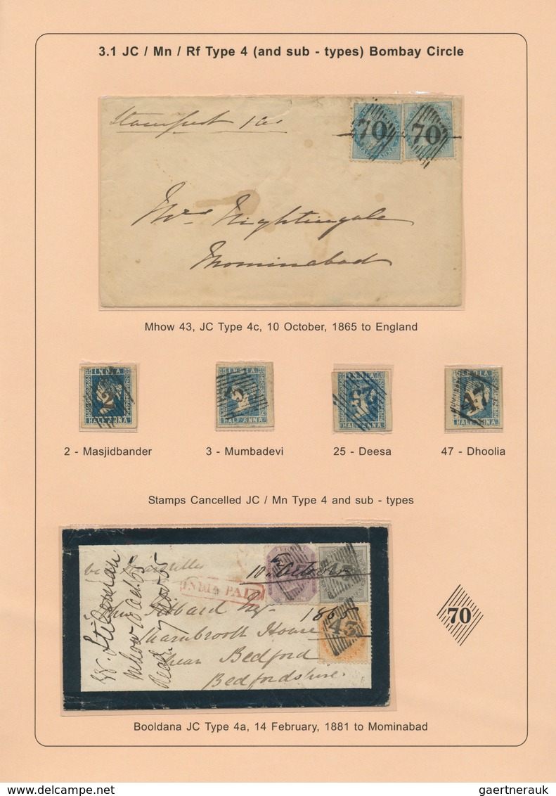 22695 Indien: 1854-1880's (ca.) - "EARLY INDIAN CANCELLATIONS": Specialized collection of about 1000 cover