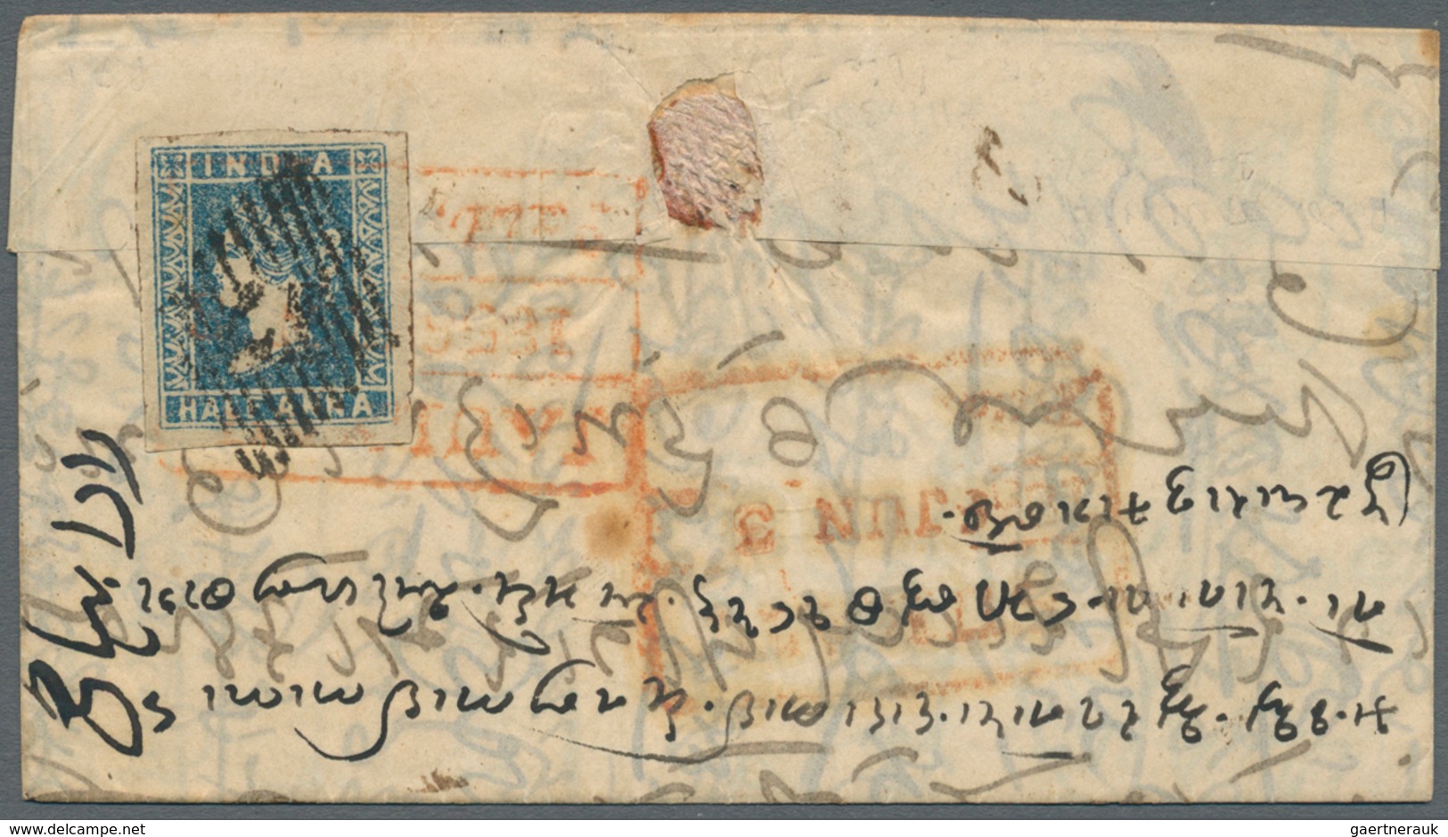 22696 Indien: 1854-55: Nine Covers Franked With Lithographed ½a. (six, Different Dies/shades) And 1a. (two - Autres & Non Classés