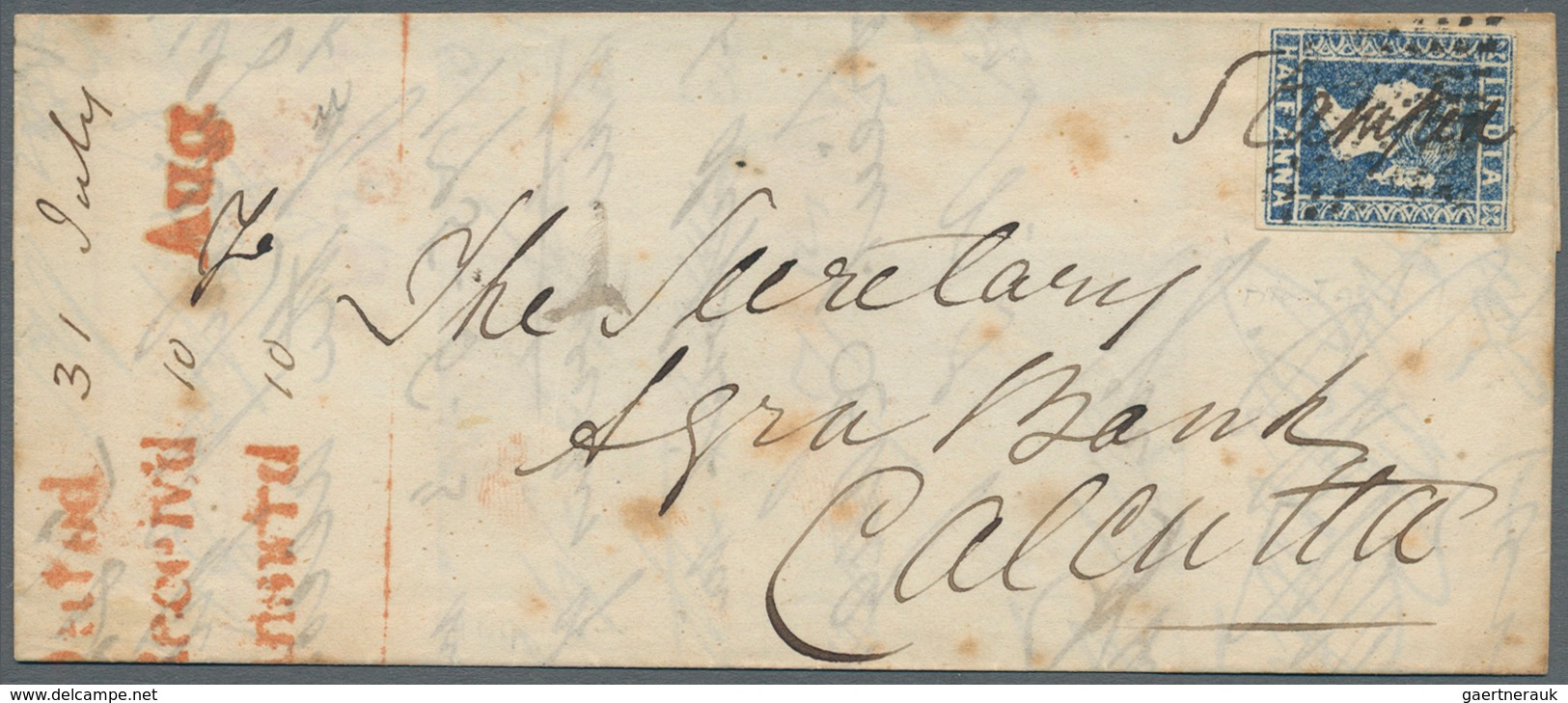 22696 Indien: 1854-55: Nine Covers Franked With Lithographed ½a. (six, Different Dies/shades) And 1a. (two - Autres & Non Classés