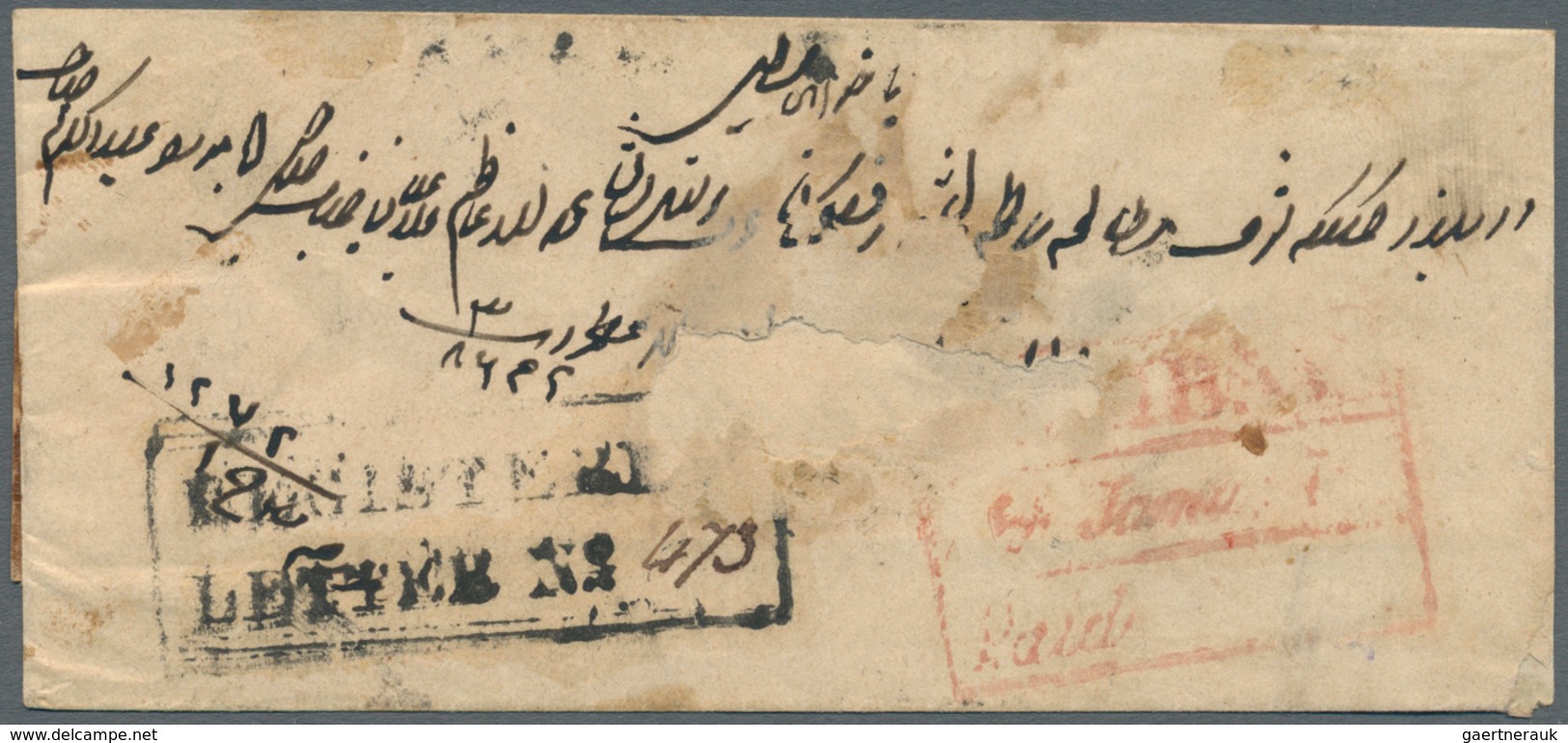 22696 Indien: 1854-55: Nine covers franked with lithographed ½a. (six, different dies/shades) and 1a. (two