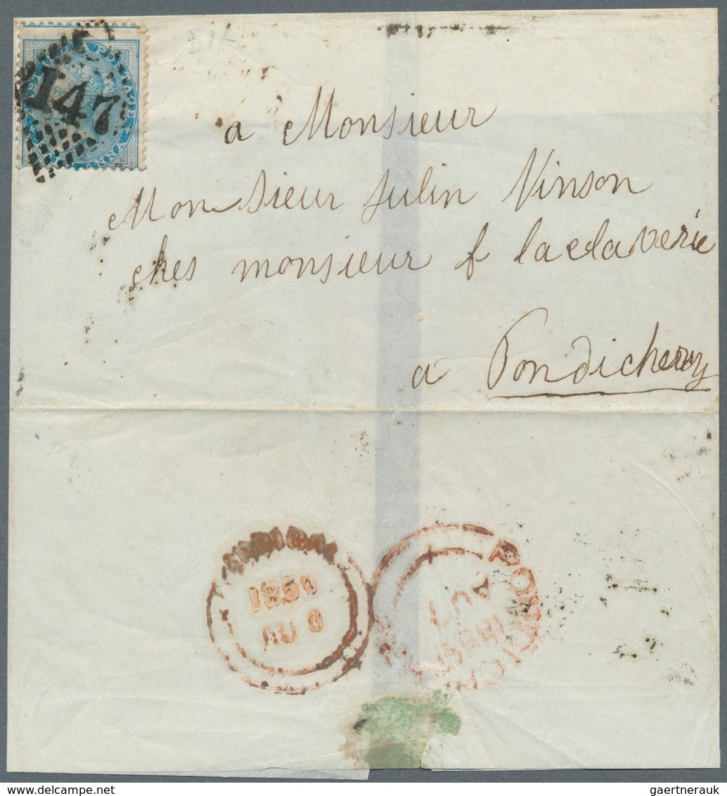22697 Indien: 1857-1946 FRENCH INDIA: 17 Covers And 9 Stamps Used In French India, With 5 Covers Used From - Autres & Non Classés