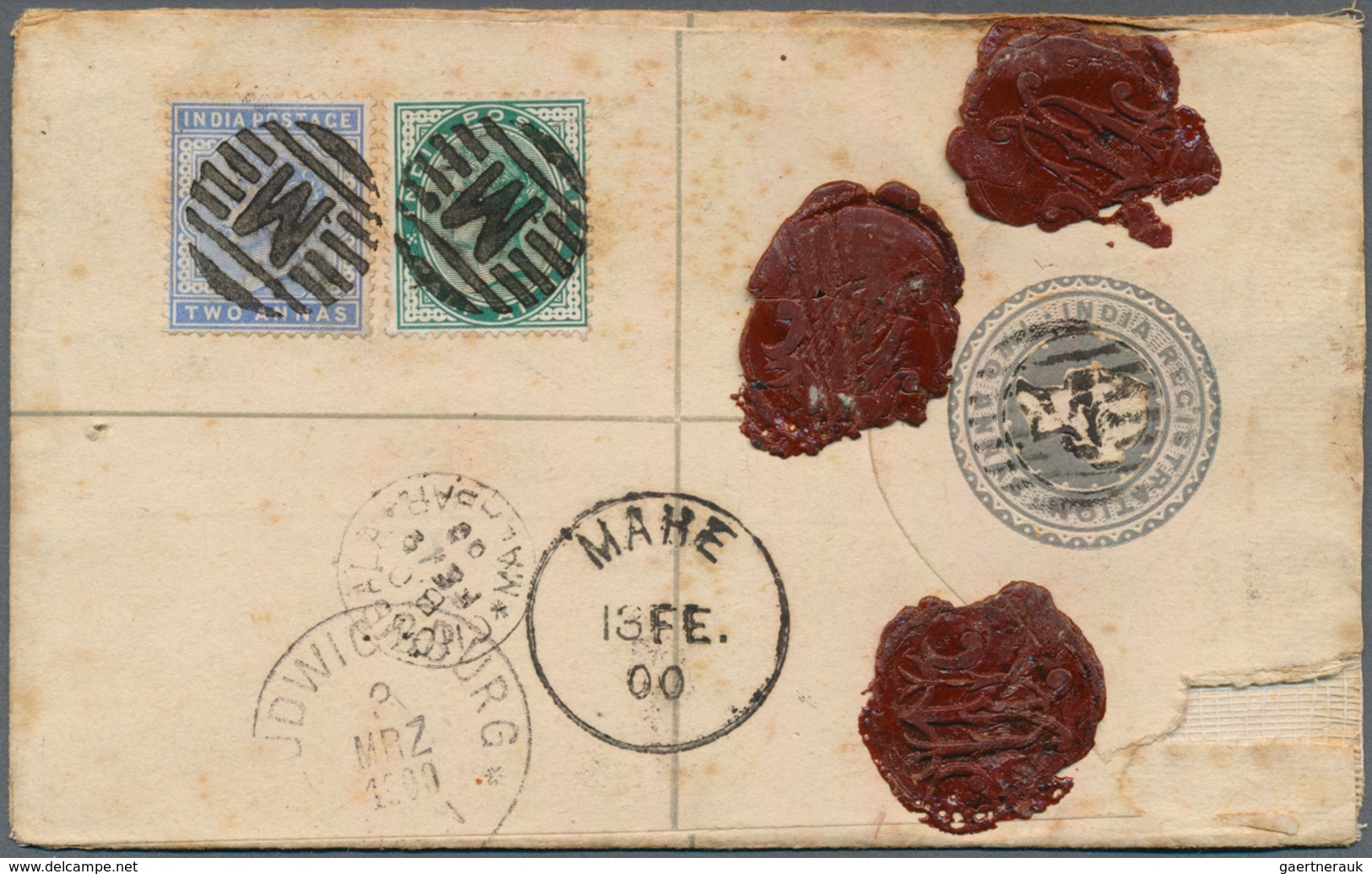 22697 Indien: 1857-1946 FRENCH INDIA: 17 covers and 9 stamps used in French India, with 5 covers used from
