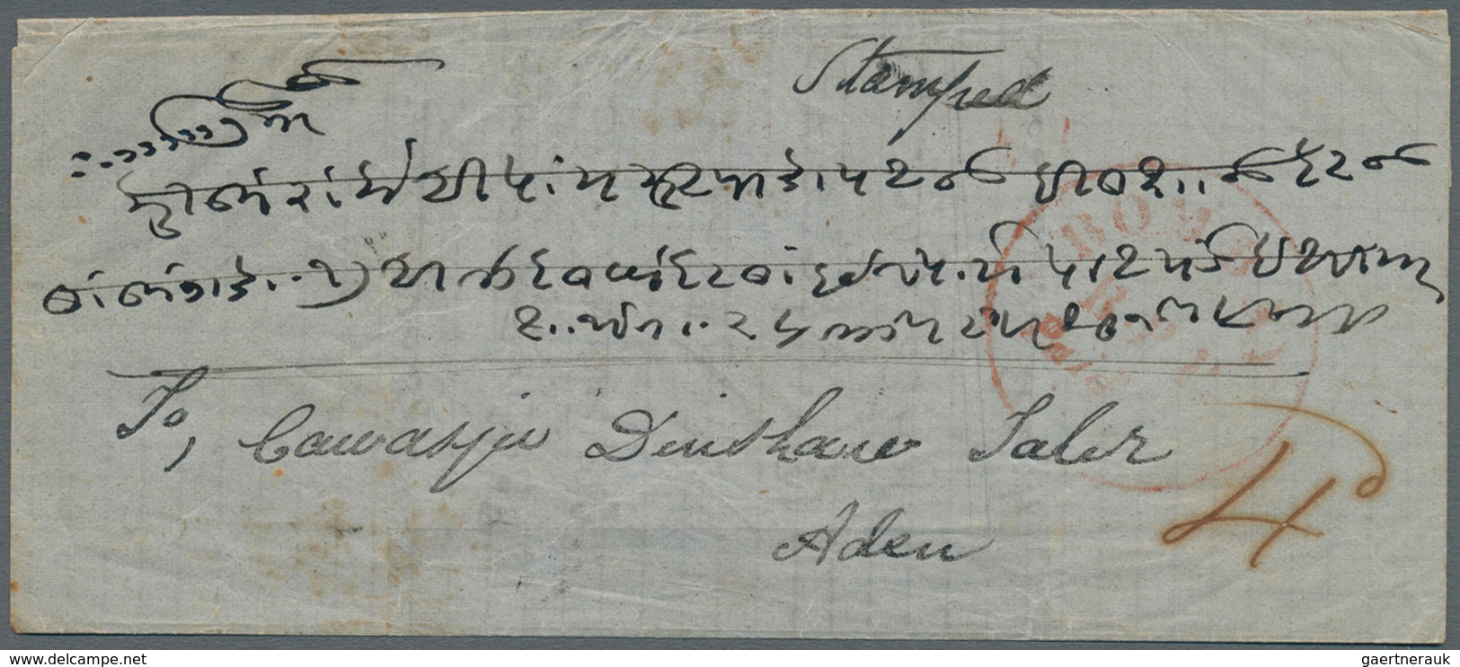 22702 Indien: 1859-61: Three Franked Covers To Aden All With The Scarce Large Circled Handstamp "BOMBAY/B. - Autres & Non Classés