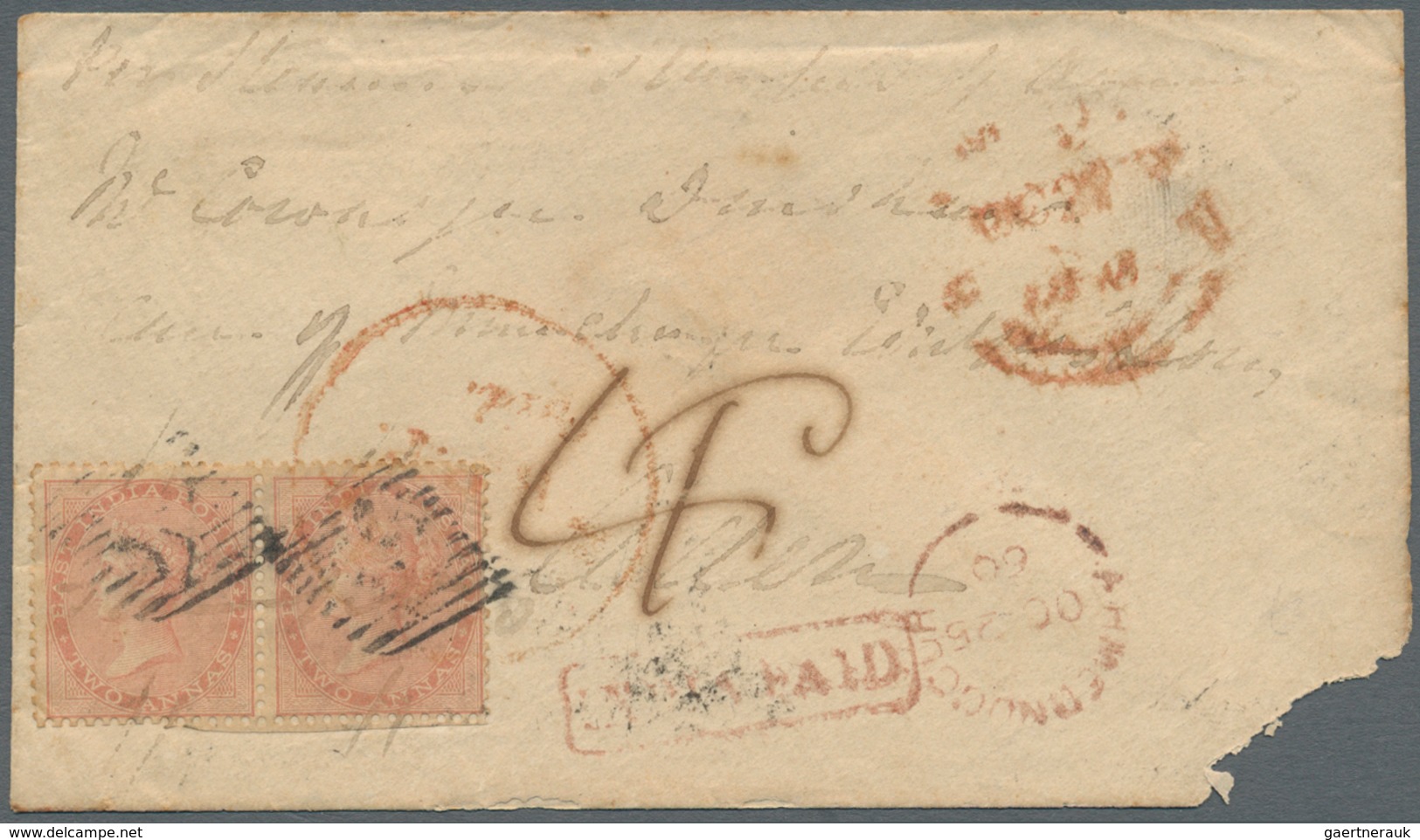 22702 Indien: 1859-61: Three Franked Covers To Aden All With The Scarce Large Circled Handstamp "BOMBAY/B. - Autres & Non Classés