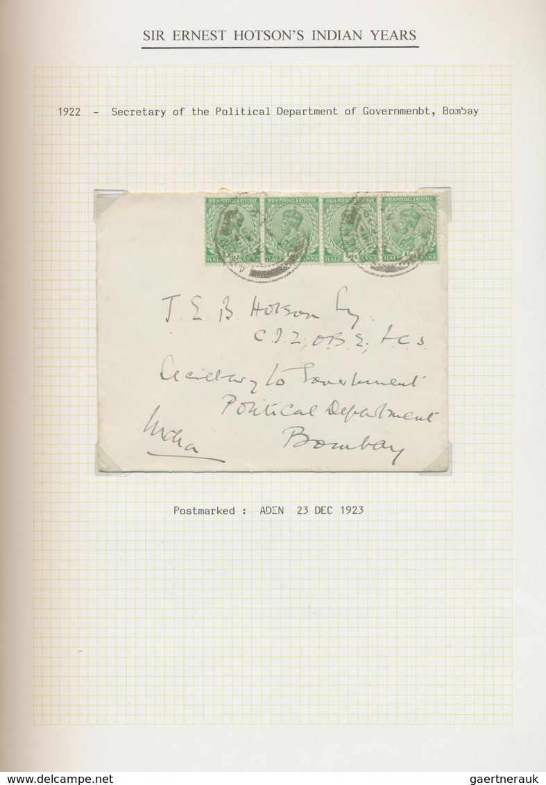 22717 Indien: 1910/2000 (ca.): A Fascinating Collection With Much Based On The Correspondence Of Sir Ernes - Autres & Non Classés