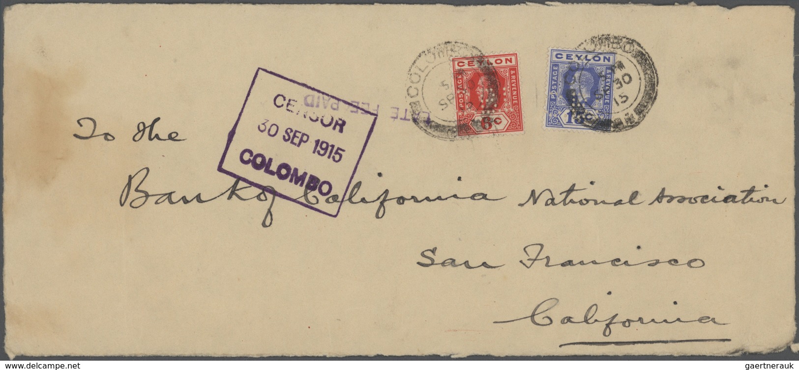 22718 Indien: 1914/15, Scarce Lot Of Ca. 42 Envelopes (few Front Sides) Sent To USA, All With Mainly Diffe - Autres & Non Classés