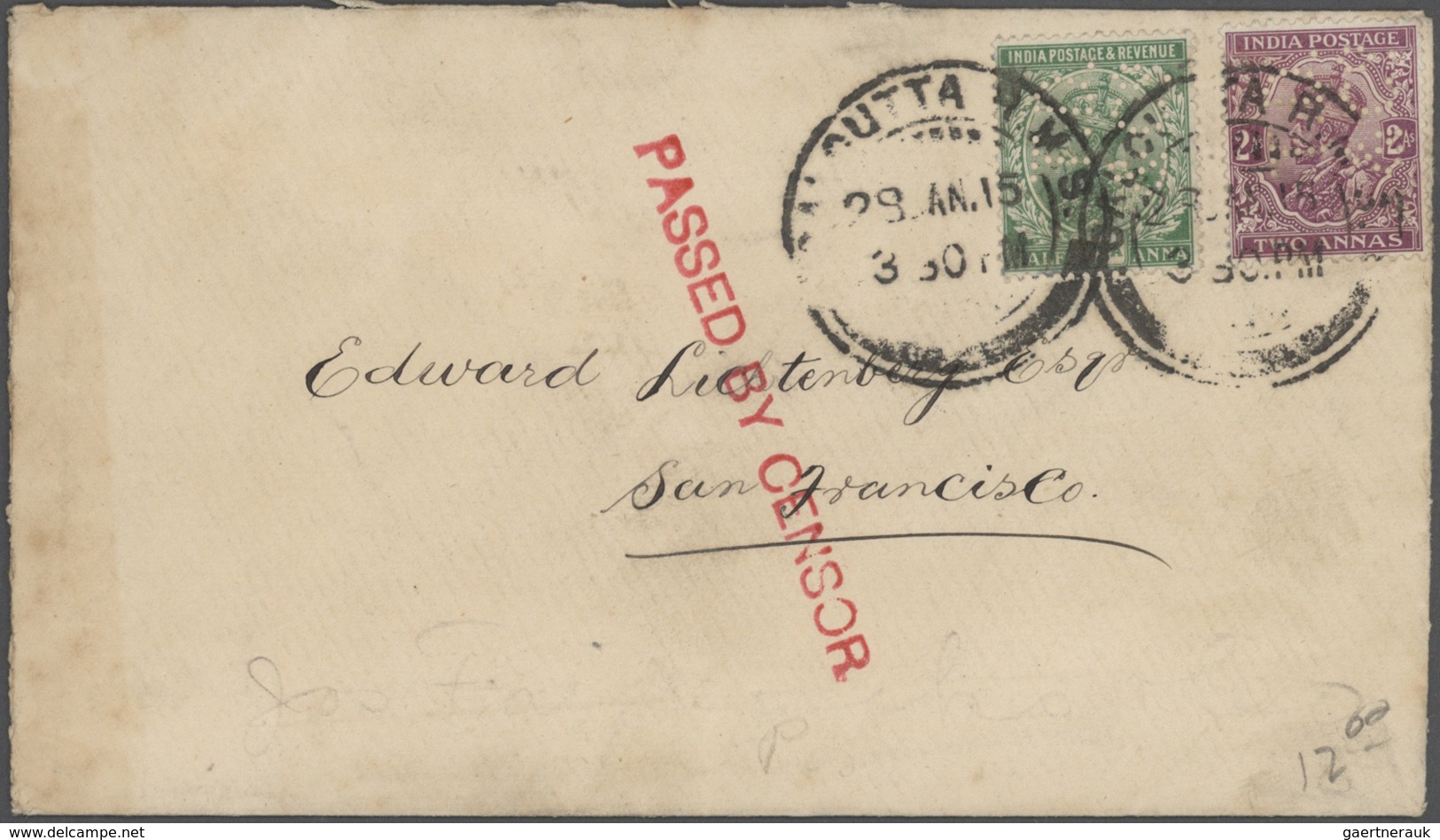 22718 Indien: 1914/15, Scarce Lot Of Ca. 42 Envelopes (few Front Sides) Sent To USA, All With Mainly Diffe - Autres & Non Classés