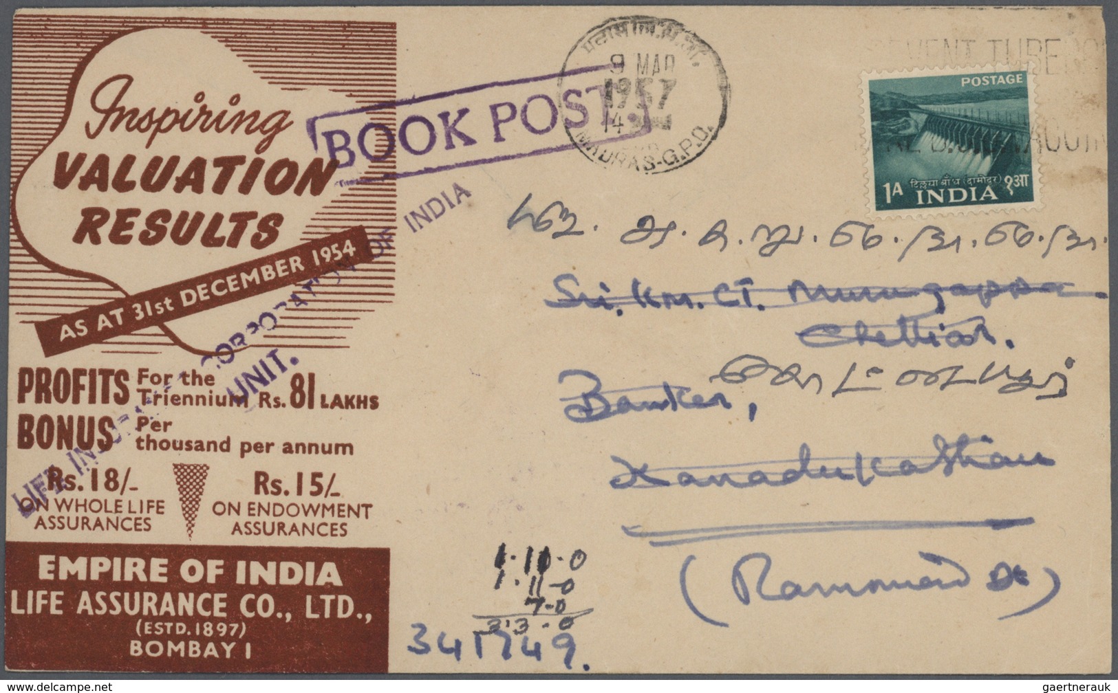 22722 Indien: 1947-1970's: Accumulation of more than 500 post-Independence covers, postcards and postal st