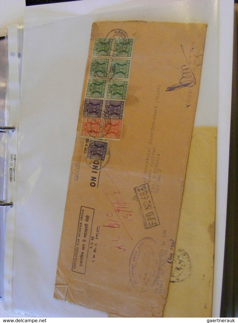 22738 Indien - Dienstmarken: Collection several hundreds of service covers of India in 2 ordners. Contains