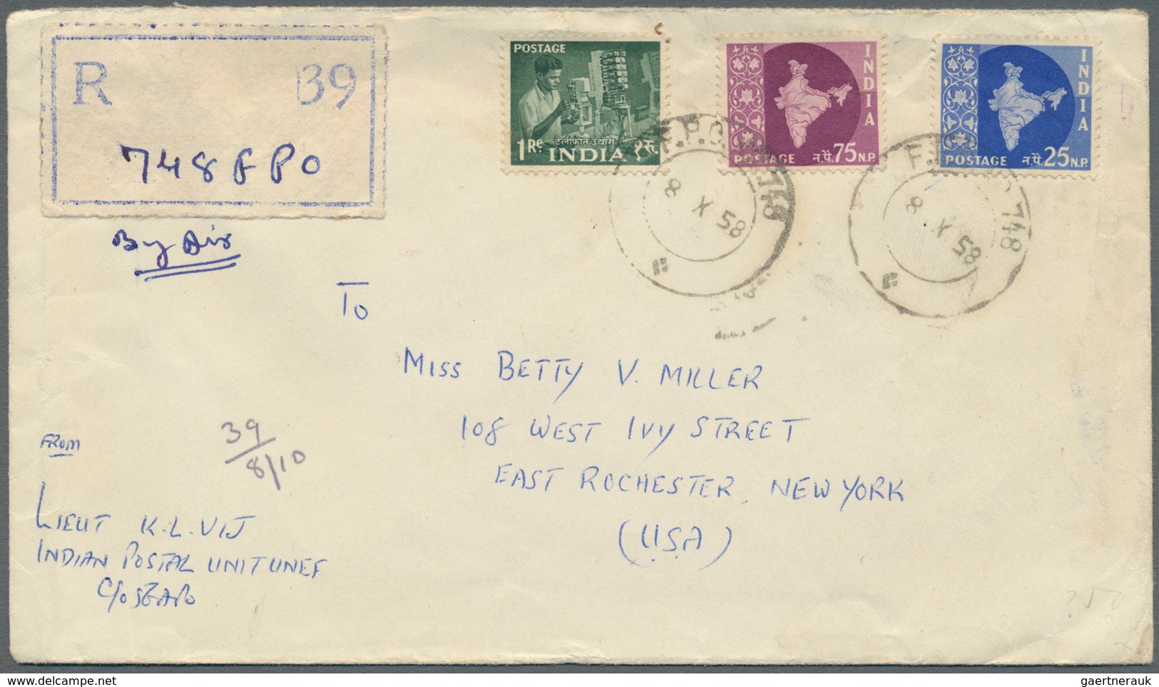 22744 Indien - Feldpost: 1954-1968: Group Of 14 Covers From The Indian Custodian Forces, The Intern. Commi - Franchise Militaire