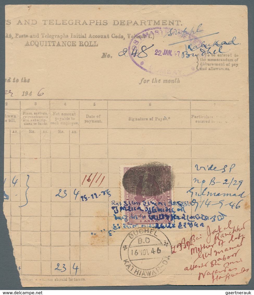 22761 Indien - Konventionalstaaten: COURT FEES: 1936-46, MYSORE, SAURASTRA, MEWAR&UDAIPUR And Mainly BHAVA - Autres & Non Classés