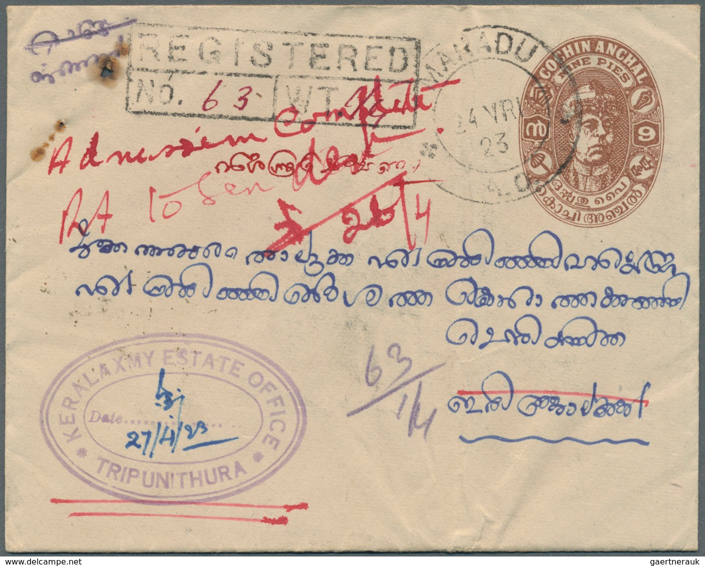 22763 Indien - Feudalstaaten: 1860's-1940's Ca.: Collection Of About 350 Covers, Postcards And Postal Stat - Altri & Non Classificati