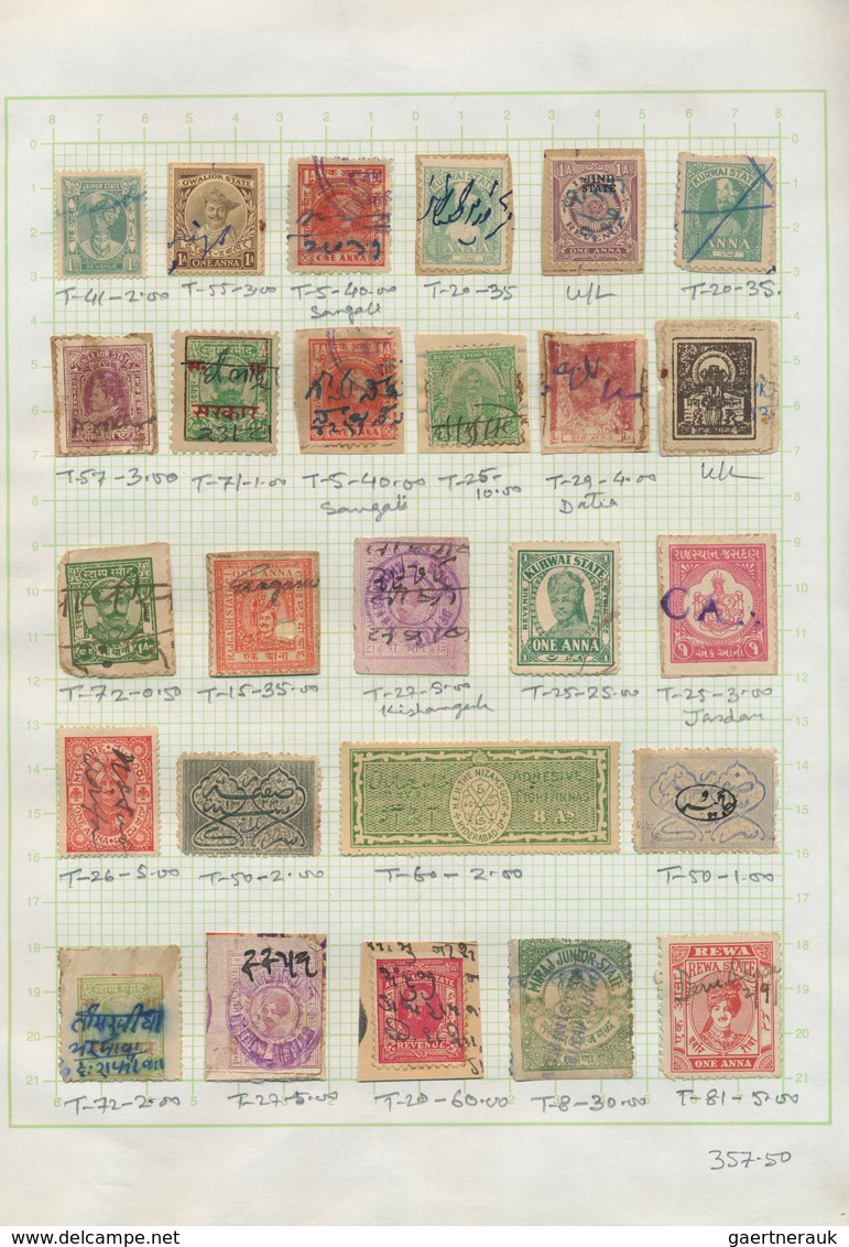 22767 Indien - Feudalstaaten: PRINCELY STATES 1880's-1940's Ca.: Collection Of More Than 200 FISCALS From - Autres & Non Classés