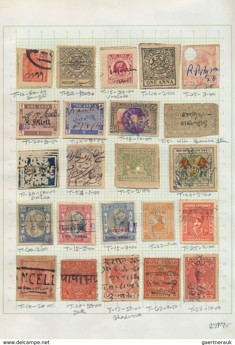 22767 Indien - Feudalstaaten: PRINCELY STATES 1880's-1940's Ca.: Collection Of More Than 200 FISCALS From - Autres & Non Classés