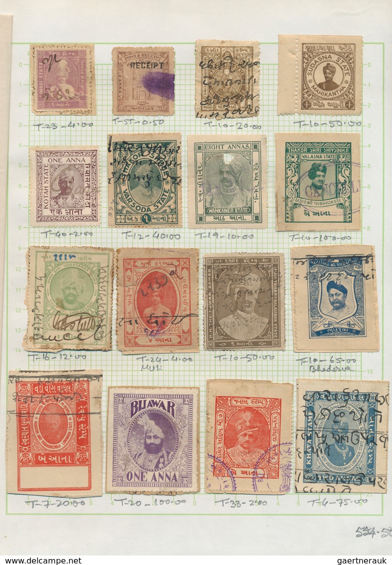 22767 Indien - Feudalstaaten: PRINCELY STATES 1880's-1940's Ca.: Collection Of More Than 200 FISCALS From - Autres & Non Classés
