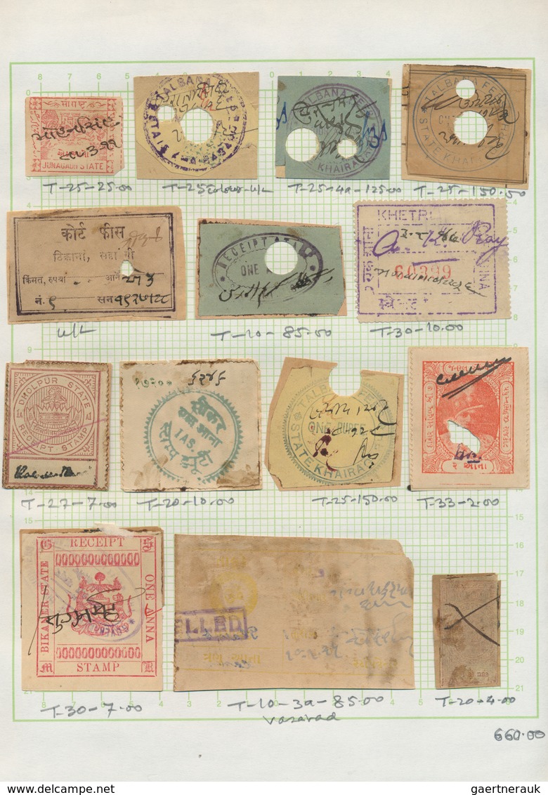 22767 Indien - Feudalstaaten: PRINCELY STATES 1880's-1940's ca.: Collection of more than 200 FISCALS from